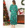 image:imageEkouaer Womens Nightgown VNeck Loungewear Long Sleeve Sleepwear Full Length Nightgown for Women S4XLGreen Christmas