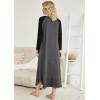 image:imageEkouaer Womens Nightgown VNeck Loungewear Long Sleeve Sleepwear Full Length Nightgown for Women S4XLGrey