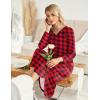 image:imageEkouaer Womens Nightgown VNeck Loungewear Long Sleeve Sleepwear Full Length Nightgown for Women S4XLRed  Black Plaid