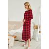 image:imageEkouaer Womens Nightgown VNeck Loungewear Long Sleeve Sleepwear Full Length Nightgown for Women S4XLRed  Black Plaid