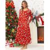 image:imageEkouaer Womens Nightgown VNeck Loungewear Long Sleeve Sleepwear Full Length Nightgown for Women S4XLRed Christmas