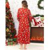 image:imageEkouaer Womens Nightgown VNeck Loungewear Long Sleeve Sleepwear Full Length Nightgown for Women S4XLRed Christmas