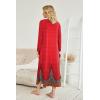 image:imageEkouaer Womens Nightgown VNeck Loungewear Long Sleeve Sleepwear Full Length Nightgown for Women S4XLRed Feather
