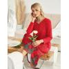 image:imageEkouaer Womens Nightgown VNeck Loungewear Long Sleeve Sleepwear Full Length Nightgown for Women S4XLRed Feather