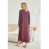 image:imageEkouaer Womens Nightgown VNeck Loungewear Long Sleeve Sleepwear Full Length Nightgown for Women S4XLWine Red