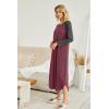image:imageEkouaer Womens Nightgown VNeck Loungewear Long Sleeve Sleepwear Full Length Nightgown for Women S4XLWine Red