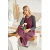 image:imageEkouaer Womens Nightgown VNeck Loungewear Long Sleeve Sleepwear Full Length Nightgown for Women S4XLWine Red