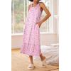 image:imageEkouaer Womens Nightgowns Long Sleeveless Night gown with Pockets Soft Ladies NightdressFloral Pink