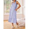 image:imageEkouaer Womens Nightgowns Long Sleeveless Night gown with Pockets Soft Ladies NightdressFloral Purple