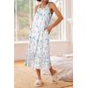 image:imageEkouaer Womens Nightgowns Long Sleeveless Night gown with Pockets Soft Ladies NightdressLeaf Blue