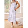 image:imageEkouaer Womens Nightgowns Long Sleeveless Night gown with Pockets Soft Ladies NightdressLeaf Purple