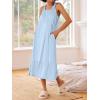 image:imageEkouaer Womens Nightgowns Long Sleeveless Night gown with Pockets Soft Ladies NightdressLight Blue