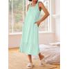 image:imageEkouaer Womens Nightgowns Long Sleeveless Night gown with Pockets Soft Ladies NightdressLight Green