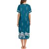 image:imageEkouaer Womens Snap Front Dusters Cotton Housecoat Short Sleeve Nightgown House Dress With PocketsBlue White Floral