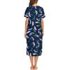 image:imageEkouaer Womens Snap Front Dusters Cotton Housecoat Short Sleeve Nightgown House Dress With PocketsGreen White Leaf