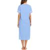 image:imageEkouaer Womens Snap Front Dusters Cotton Housecoat Short Sleeve Nightgown House Dress With PocketsLavender