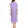 image:imageEkouaer Womens Snap Front Dusters Cotton Housecoat Short Sleeve Nightgown House Dress With PocketsLilac
