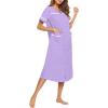 image:imageEkouaer Womens Snap Front Dusters Cotton Housecoat Short Sleeve Nightgown House Dress With PocketsLilac