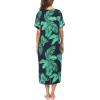 image:imageEkouaer Womens Snap Front Dusters Cotton Housecoat Short Sleeve Nightgown House Dress With PocketsNavy Leaf
