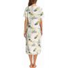 image:imageEkouaer Womens Snap Front Dusters Cotton Housecoat Short Sleeve Nightgown House Dress With PocketsWhite Pineapple