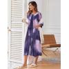 image:imageEkouaer Womens Zipper Robe 34 Sleeve Housecoats Full Length House Dress Loungewear Long Nightgown with PocketsPurple Tie Dye