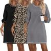 image:imageEkouaer 3 Pack Cotton Nightgowns for Women Long Sleeve Sleep Shirts for Women Comfy Soft SXXXLBlackGreyLeopard Print