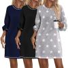 image:imageEkouaer 3 Pack Cotton Nightgowns for Women Long Sleeve Sleep Shirts for Women Comfy Soft SXXXLBlackNavy BlueGrey Star