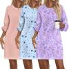 image:imageEkouaer 3 Pack Cotton Nightgowns for Women Long Sleeve Sleep Shirts for Women Comfy Soft SXXXLPinkMoonPurple Heart