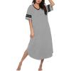 image:imageEkouaer Long Nightgown Womens V Neck Loungewear Oversized Sleepwear Loose Sleep Dress S4XLLight Grey