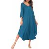 image:imageEkouaer Long Nightgown for Women 34 Sleeves Nightshirt Maxi Sleep Dress Plus Size Loungewear Full Length SleepwearBlue Green