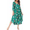 image:imageEkouaer Long Nightgown for Women 34 Sleeves Nightshirt Maxi Sleep Dress Plus Size Loungewear Full Length SleepwearChristmas Green