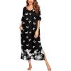 image:imageEkouaer Long Nightgown for Women Short Sleeve Sleepwear Plus Size Loungewear with Pockets M5XLButterfly