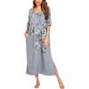 image:imageEkouaer Long Nightgown for Women Short Sleeve Sleepwear Plus Size Loungewear with Pockets M5XLGrey Floral