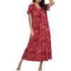 image:imageEkouaer Long Nightgowns for Women Short Sleeve House Dress with Pockets Full Length Loungewear S3XLFloral Red