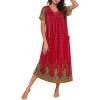 image:imageEkouaer Long Nightgowns for Women Short Sleeve House Dress with Pockets Full Length Loungewear S3XLPeacock Feather
