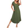 image:imageEkouaer Long Nightgowns for Women with Pockets Short Sleeves Moo Moos for Women Casual Maxi Dress House Dresses SXXXLArmy Green