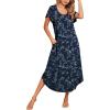 image:imageEkouaer Long Nightgowns for Women with Pockets Short Sleeves Moo Moos for Women Casual Maxi Dress House Dresses SXXXLBlue White Flower