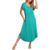 image:imageEkouaer Long Nightgowns for Women with Pockets Short Sleeves Moo Moos for Women Casual Maxi Dress House Dresses SXXXLGreen
