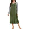image:imageEkouaer Long Sleeve Nightgowns for Women Calf Length Sleep Shirts Crew Neck Soft Nightshirts SXXLArmy Green Coffee