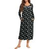 image:imageEkouaer Long Sleeve Nightgowns for Women Long Sleepshirts Button Night Gowns Sleepwear Full Length Sleep Dress with PocketsNavy Blue Flower