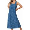 image:imageEkouaer Long Sleeveless Nightgowns for Women Ladies Night Gown Embroidery Sleepdress Tank Nightdress Victorian SleepshirtBlue Paw