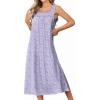 image:imageEkouaer Long Sleeveless Nightgowns for Women Ladies Night Gown Embroidery Sleepdress Tank Nightdress Victorian SleepshirtWhite Purple Point