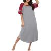 image:imageEkouaer Nightgowns for Women Cotton Long Night Gowns Plus Size Moo Moos Short Sleeve House Dress Soft Sleep Shirts S5XLLight Grey