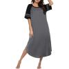 image:imageEkouaer Nightgowns for Women Cotton Long Night Gowns Plus Size Moo Moos Short Sleeve House Dress Soft Sleep Shirts S5XLMedium Grey