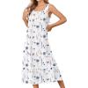 image:imageEkouaer Nightgowns for Women Cotton Long Night Gowns Sleeveless Sleep Dress Victorian Nightdress Ladies Sleepwear XS4XLFlowers White