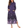 image:imageEkouaer Nightgowns for Women Cotton Nightgown Long Sleeve Hooded Night Gown Contrast Color Full Length Loungewear with PocketPurple Flower