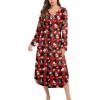 image:imageEkouaer Nightgowns for Women Long Sleeve Nightgown Long Sleepwear Button Down Sleep Shirt Soft Night Gown S4XLRed Christmas