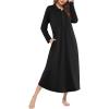 image:imageEkouaer Nightgowns for Women Long Sleeve Sleepshirt Button Nightshirt Full Length Sleepwear with PocketsBlack