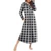 image:imageEkouaer Nightgowns for Women Long Sleeve Sleepshirt Button Nightshirt Full Length Sleepwear with PocketsBlack Plaid