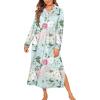 image:imageEkouaer Nightgowns for Women Long Sleeves Nightgown Soft Sleepwear Button V Neck Sleepshirt Long Nightgown SXXLGreen Pink Flower